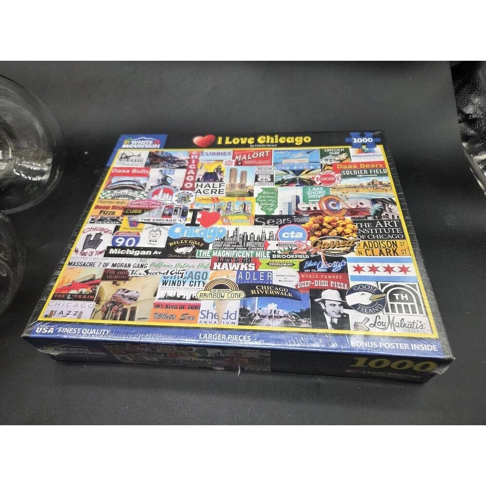 White Mountain 1000 Piece Puzzle I Love Chicago Collage